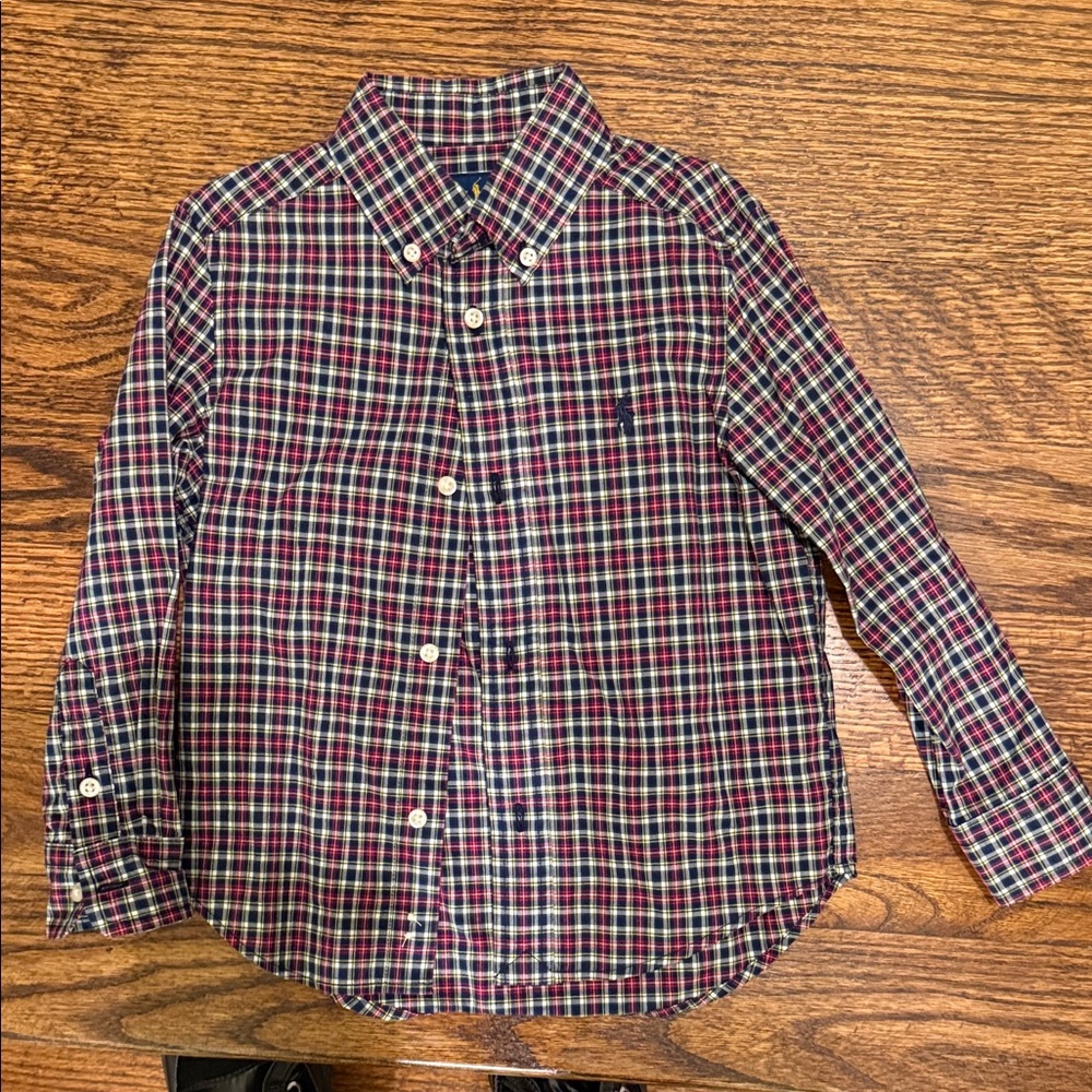 Ralph Lauren Kids Red and Blue Plaid Button Down Shirt